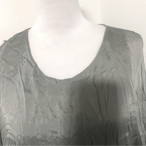 Gigi Moda Made in Italy Seta Spalla Blouse Top XL Gray 100% Silk Lightweight EUC - Picture 5 of 11